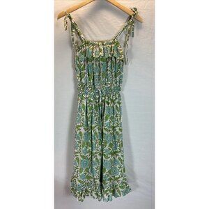 Mary Marshmallow Floral Midi sun Dress square neck‎ Size XS Green Cottagecore